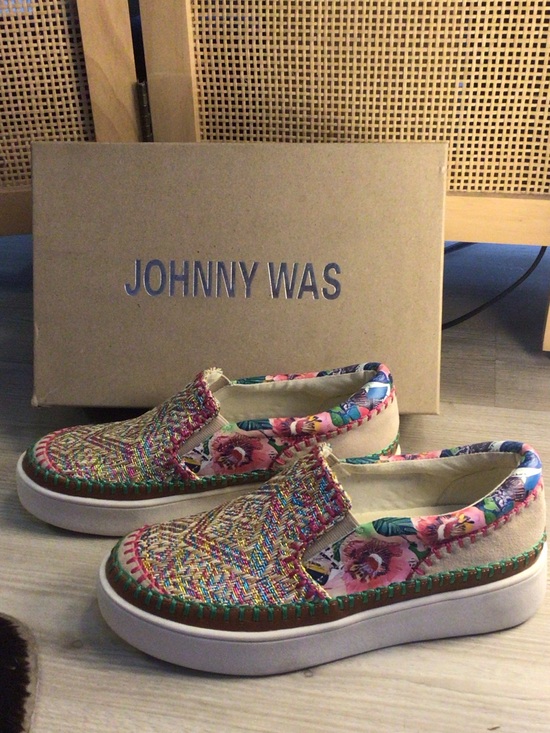 Johnny Was Shoes - Johnny Was Multicolor Floral Woven Platform Slip-Ons 8.5 with box